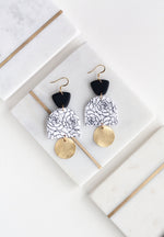 Bella Black Peony Lace Clay Earrings