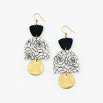 Bella Black Peony Lace Clay Earrings