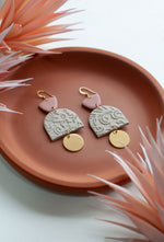 Bella Blush and Nude Lace Clay Earrings
