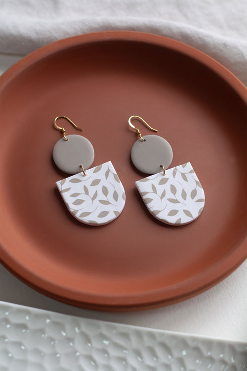Ryn White Floral Nude Clay Earrings