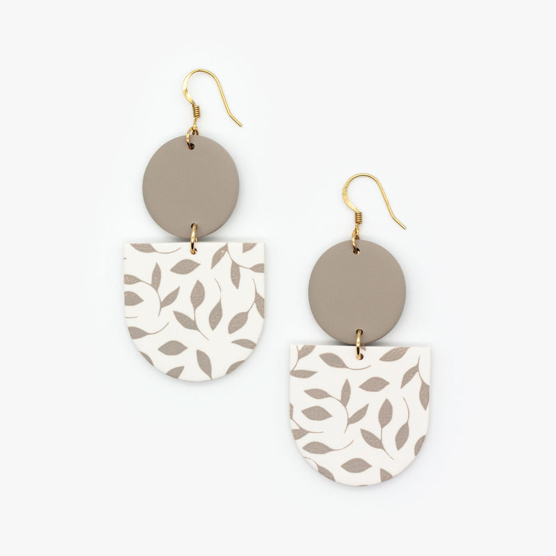 Ryn White Floral Nude Clay Earrings