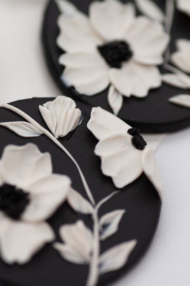 Tuxedo 3-Tier Floral Earrings