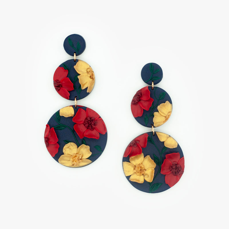 Zinnia 3-Tier Floral Earrings