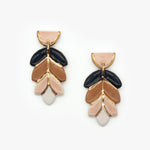 Lotus Porcelain Dangle Earrings in Blush, Black, Coffee and White
