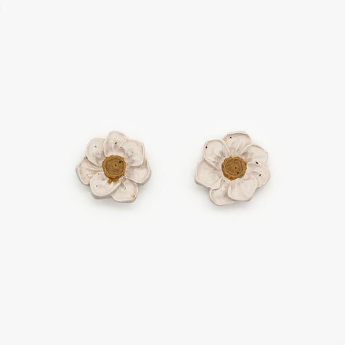 Daisy Studs | Neutral Marble Statement Earrings / Clay Earrings | Pink  Yellow White Speckled Flower Studs