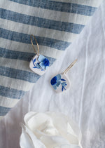 Delft Blue Drop Floral Earrings