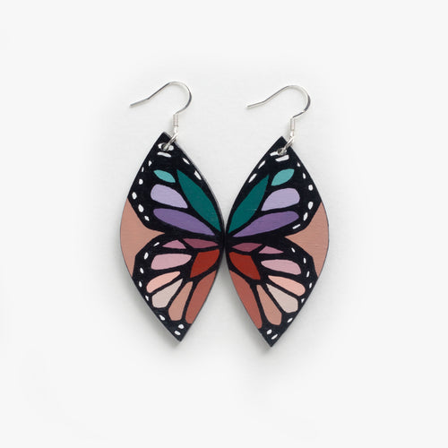 Multicoloured Butterfly Hand-Painted Earrings