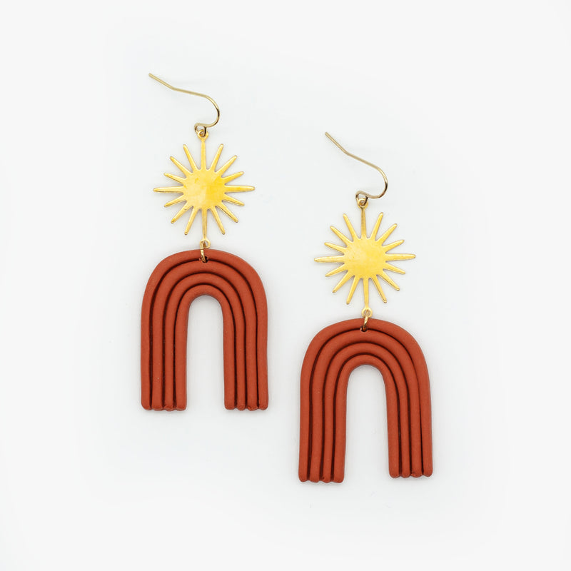 Olivia - Clay Arch Earrings in Terracotta
