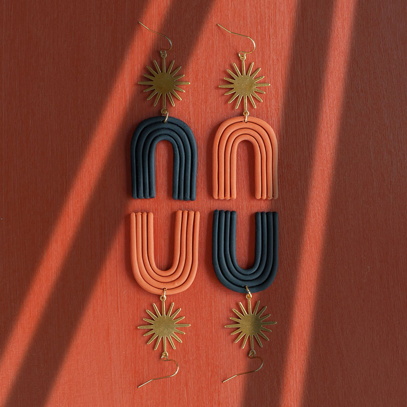 Olivia - Clay Arch Earrings in Terracotta