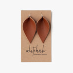 Leather Leaf Earrings - Pecan Brown