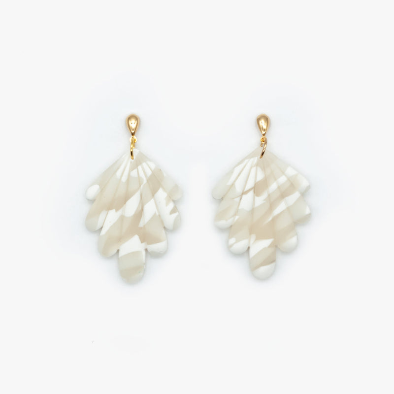 Plume Earrings in Scattered White