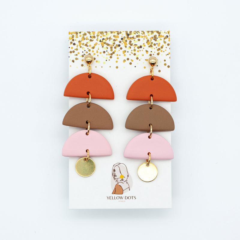 Theresa - Geometric Clay Earrings in Shades of Orange