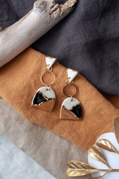 Triangle and Arch Porcelain Dangle Earrings