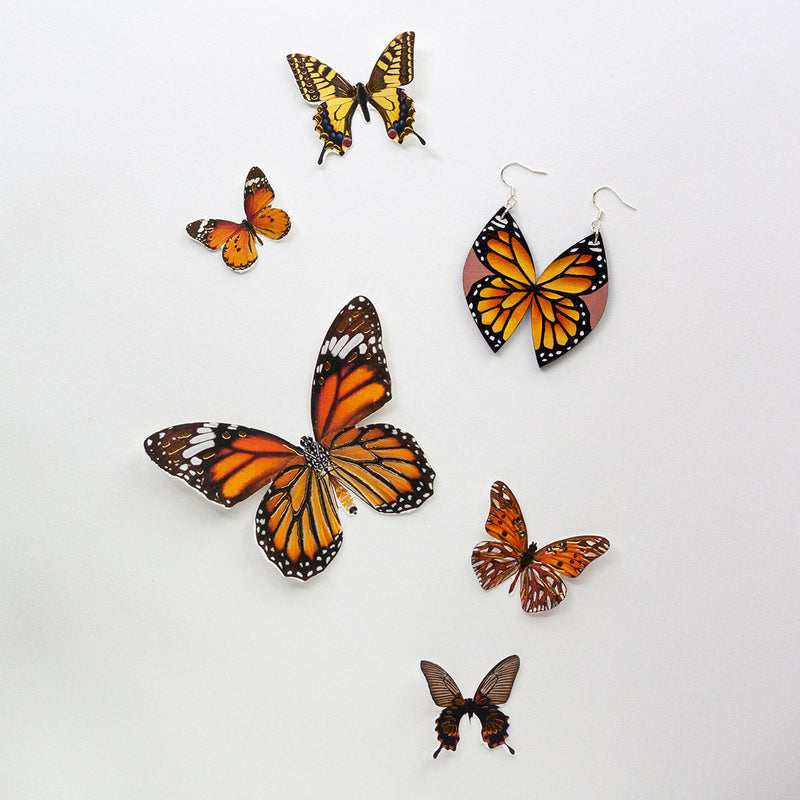 Monarch Butterfly Hand-Painted Earrings
